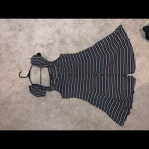 Black and white on/off the shoulder dress